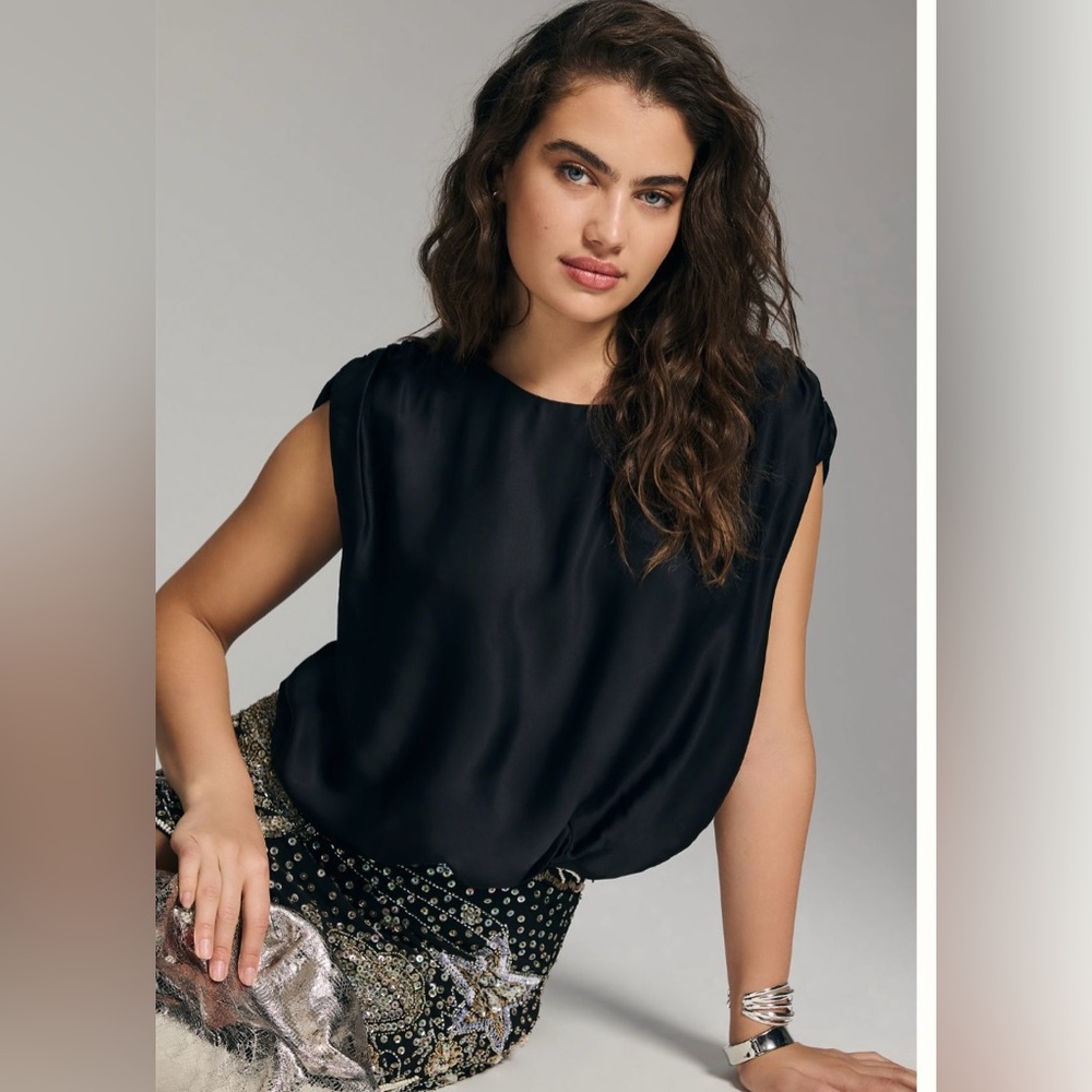By Anthropologie Silky Boatneck Blouse NWT